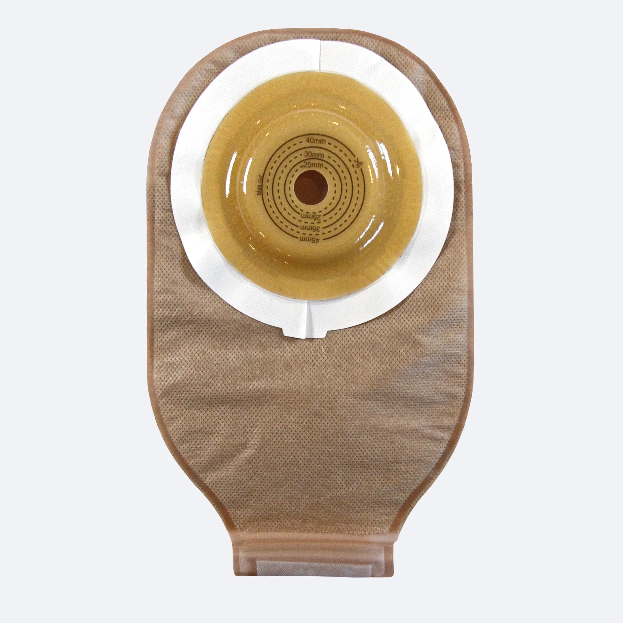 Safe n Simple Velcro closure cut-to-fit drainable ostomy pouch, beige